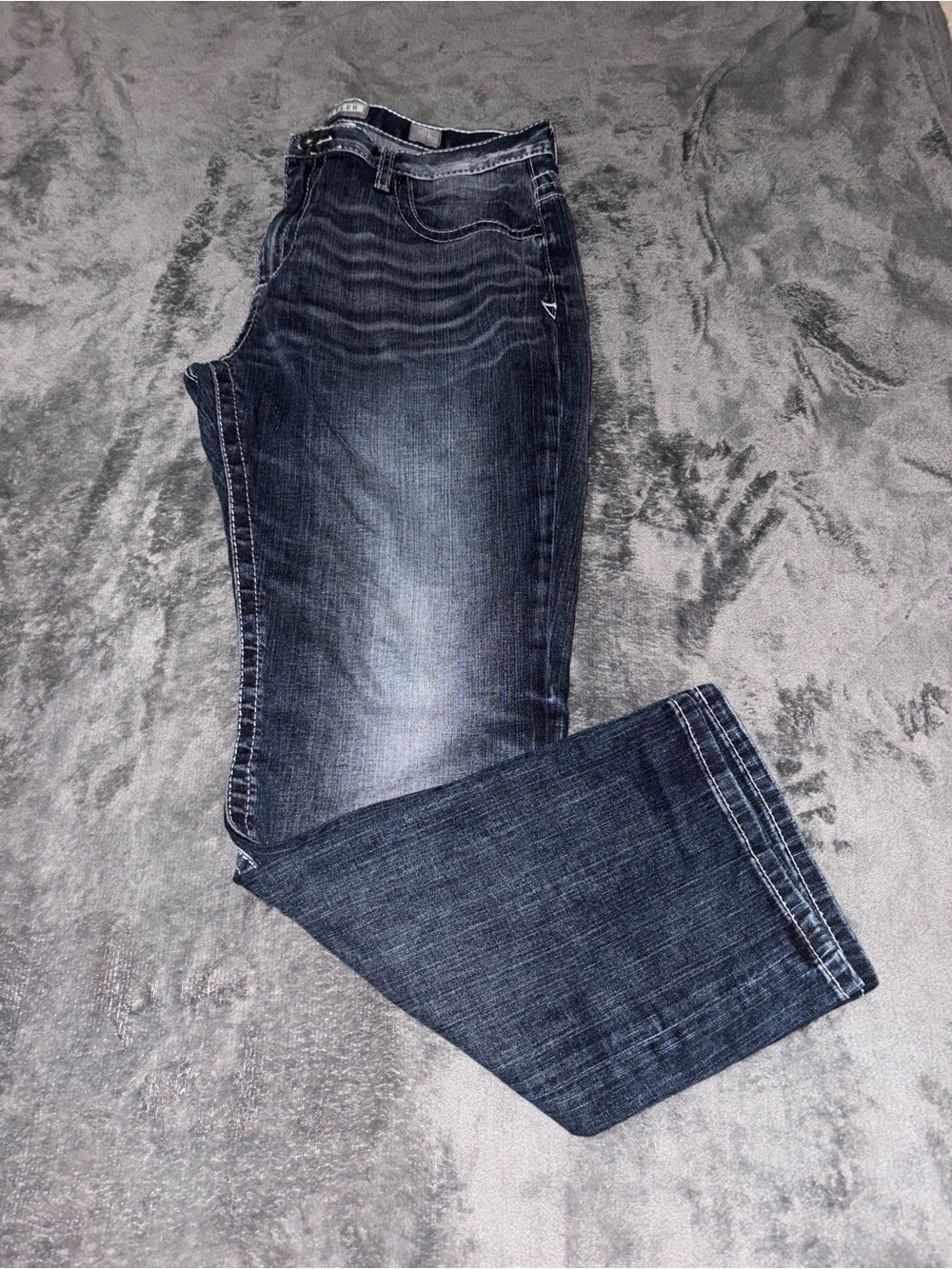 Dark Wash Straight Leg Jeans - Blue